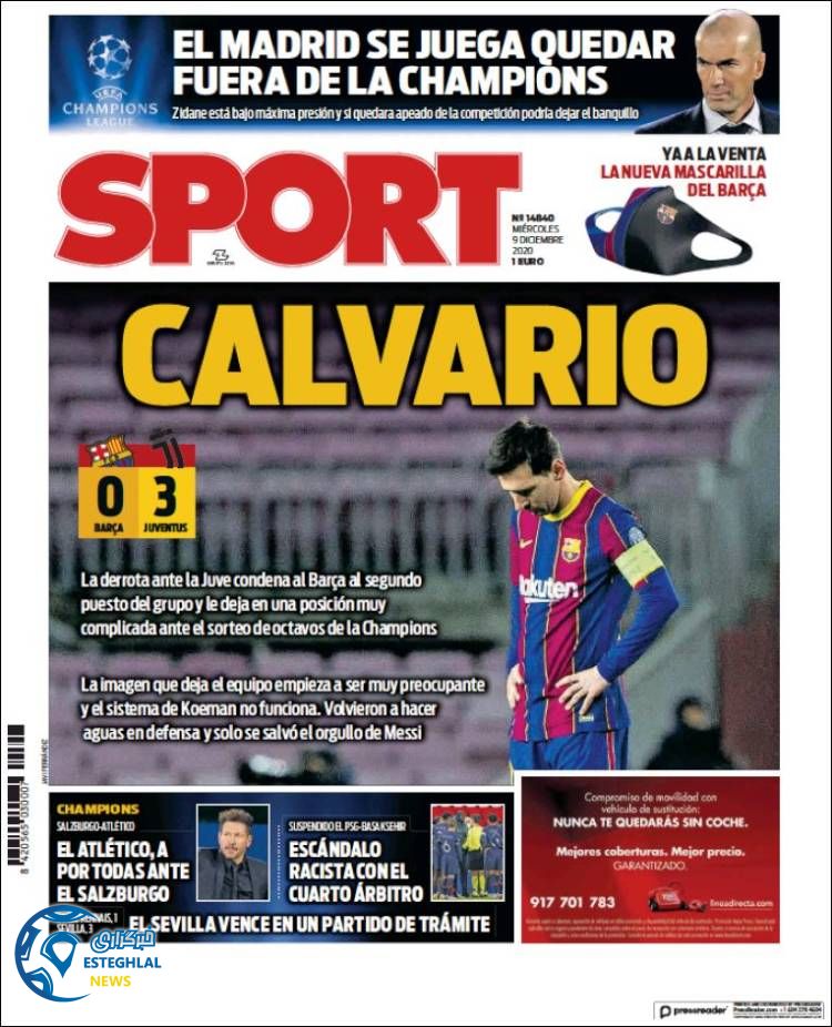 روزنامه ورزشی اسپورت چهارشنبه 19 آذر&nbsp;1399