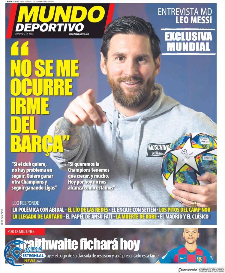 روزنامه ورزشی موندو دپورتیوو پنجشنبه 1 اسفند 1398