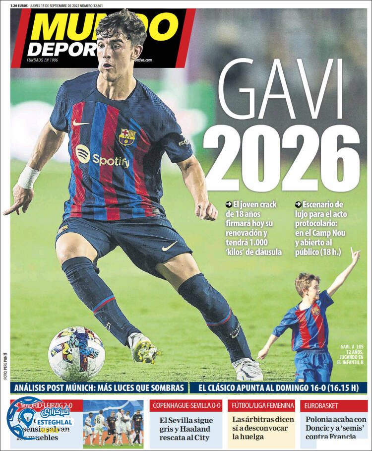 روزنامه ورزشی موندو دپورتیوو پنجشنبه 24 شهریور 1401