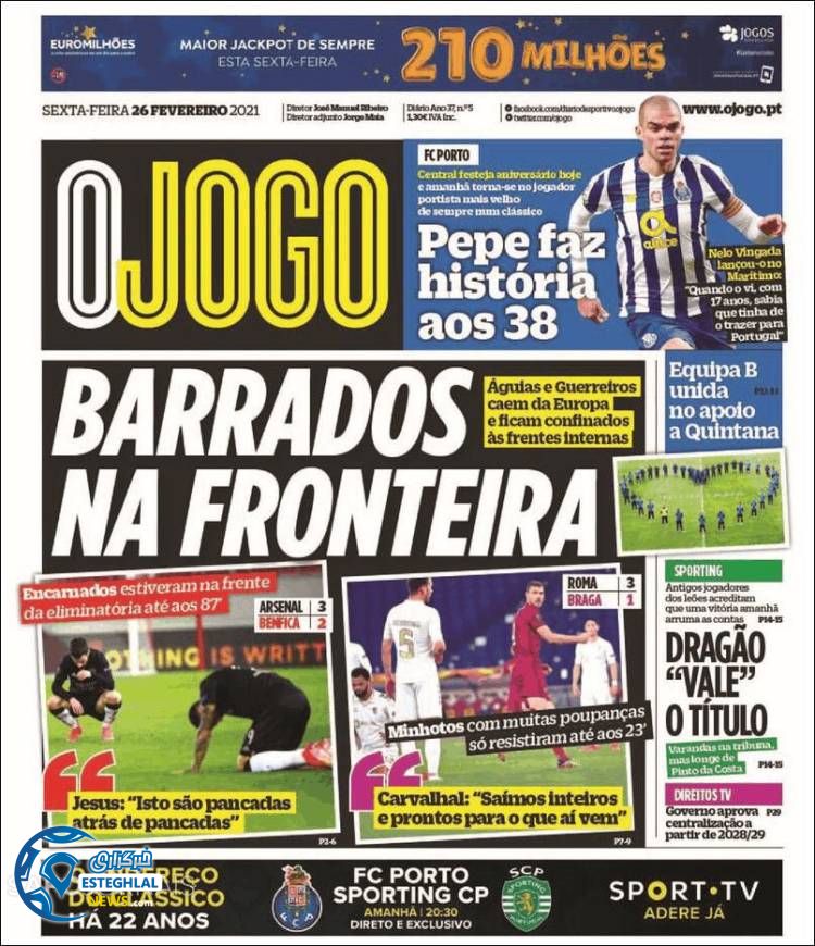 روزنامه ورزشی جوگو جمعه 8 اسفند 1399