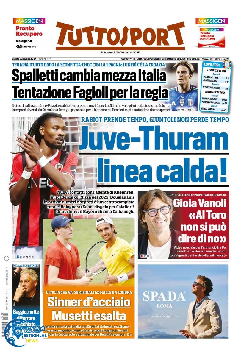 روزنامه ورزشی توتو اسپورت شنبه 2 تیر 1403 