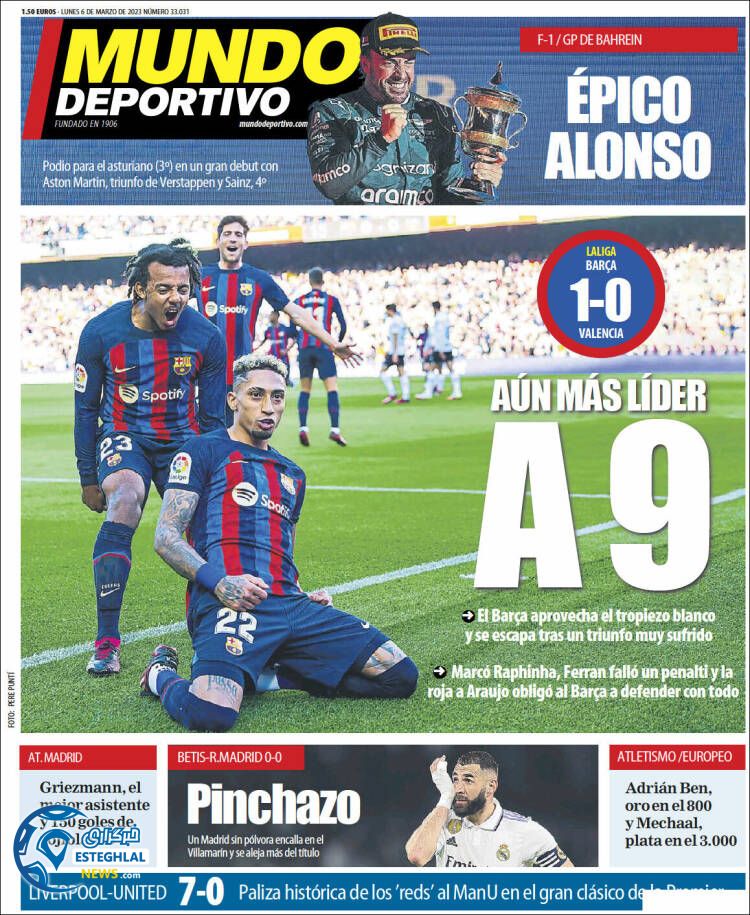 روزنامه ورزشی موندو دپورتیوو دوشنبه 15 اسفند 1401 