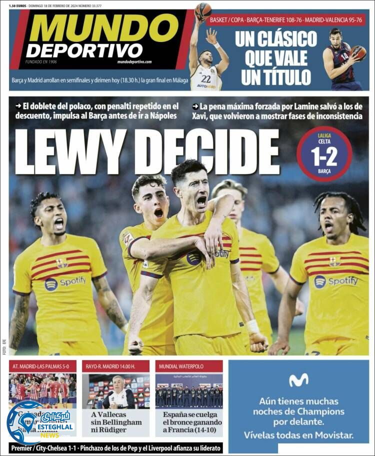 روزنامه ورزشی موندو دپورتیوو یکشنبه 29 بهمن 1402 