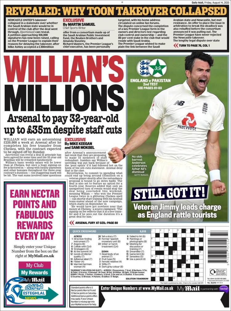 روزنامه ورزشی مایل اسپورت جمعه 24 مرداد 1399