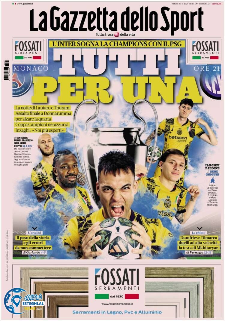 روزنامه ورزشی گاتزتا دلو اسپورت شنبه 10 خرداد 1404 