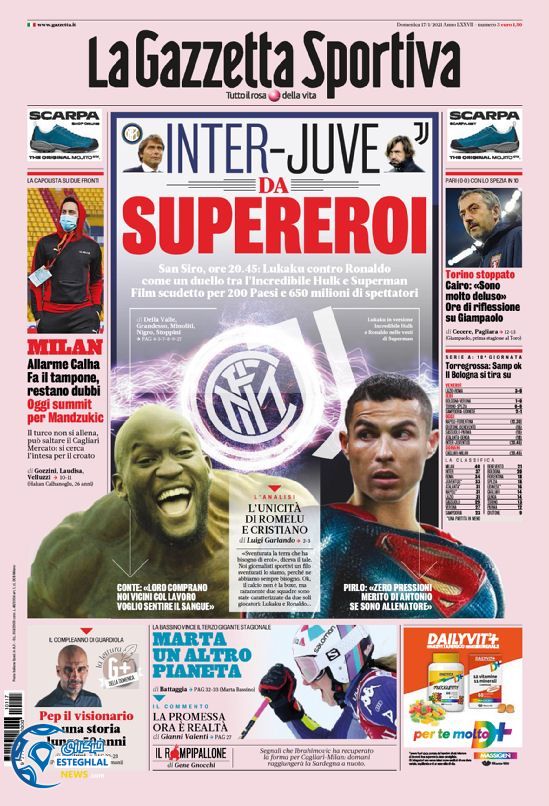 روزنامه ورزشی گاتزتا دلو اسپورت یکشنبه 28 دی 1399