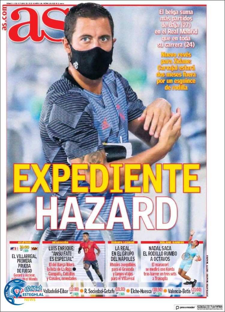 روزنامه ورزشی آاس شنبه 12 مهر 1399