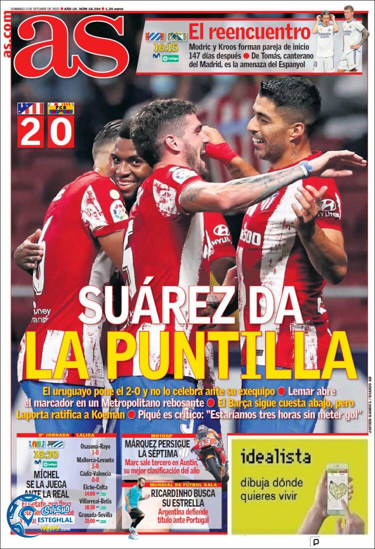 روزنامه ورزشی آ اس یکشنبه 11 مهر 1400