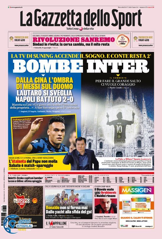 روزنامه ورزشی گاتزتا دلو اسپورت چهارشنبه 8 مرداد 1399