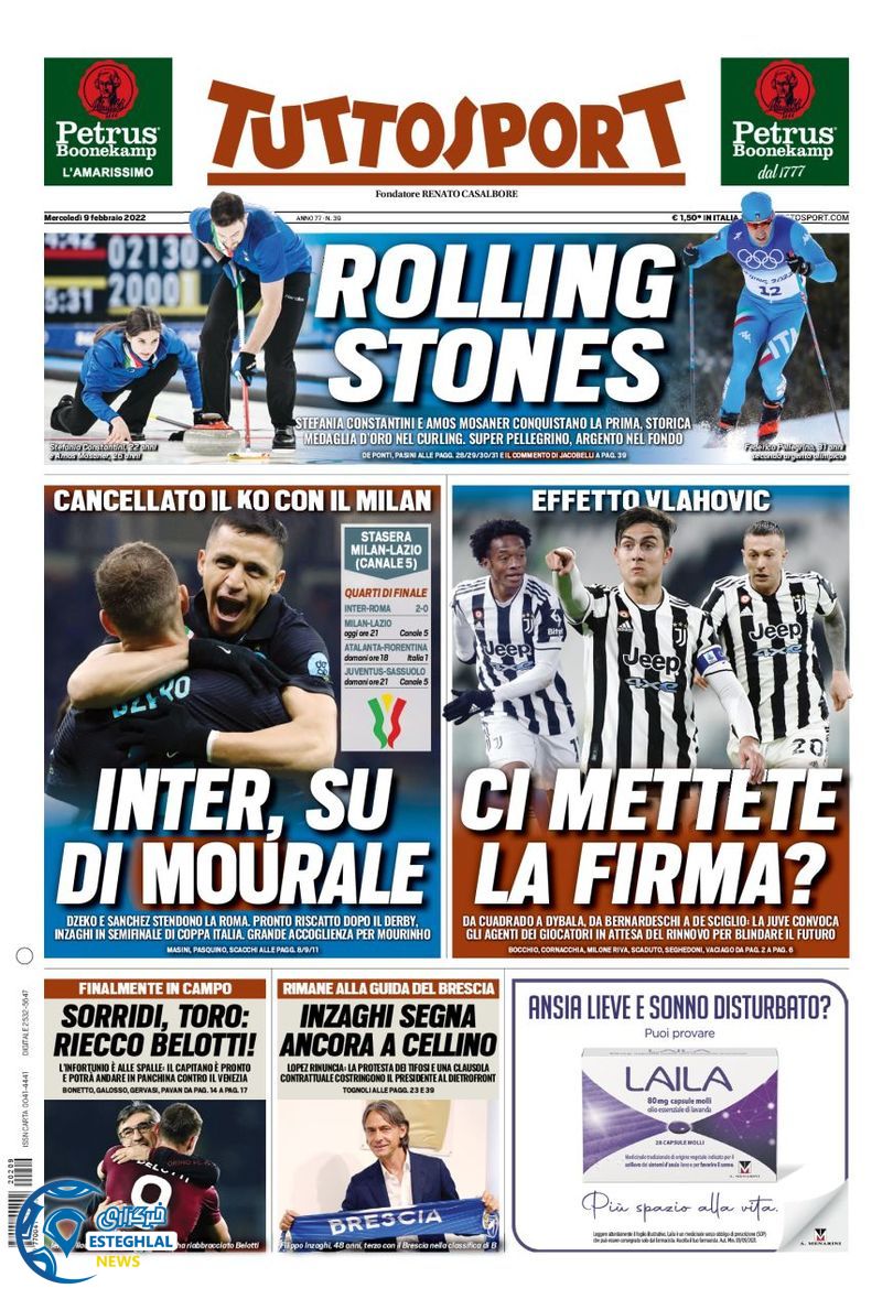 روزنامه ورزشی توتو اسپورت چهارشنبه 20 بهمن 1400