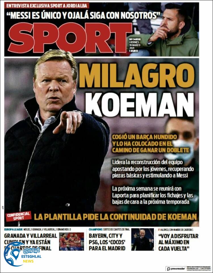 روزنامه ورزشی اسپورت جمعه 29 اسفند 1399