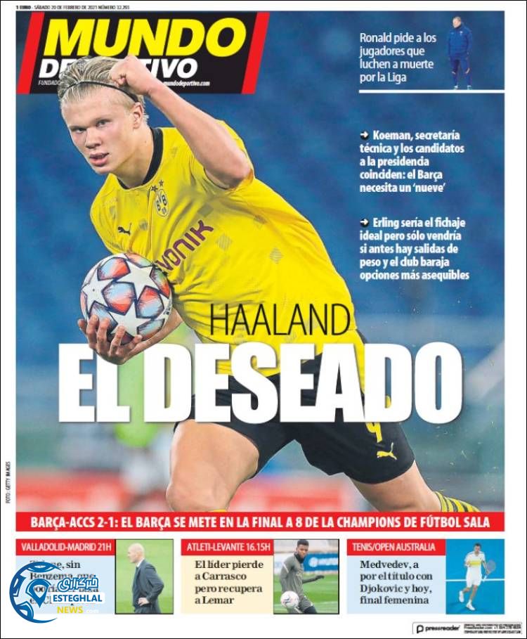 روزنامه ورزشی موندو دپورتیوو شنبه 2 اسفند 1399