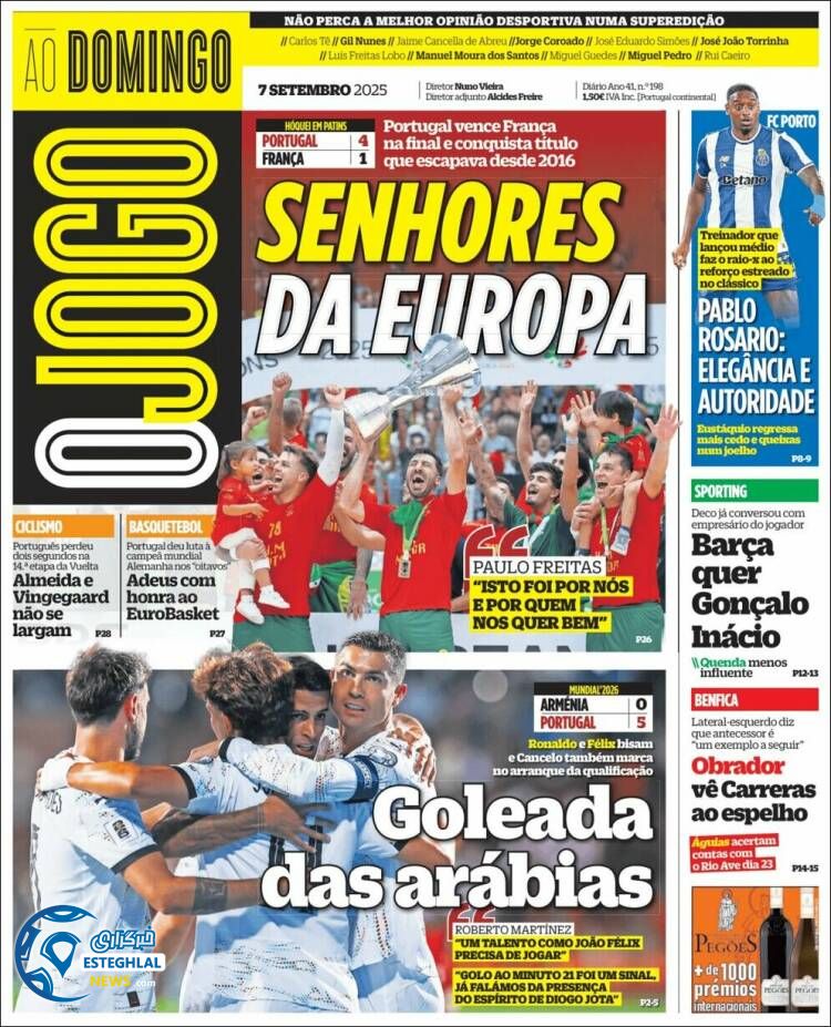 روزنامه ورزشی اوجوگو یکشنبه 16 شهریور 1404  