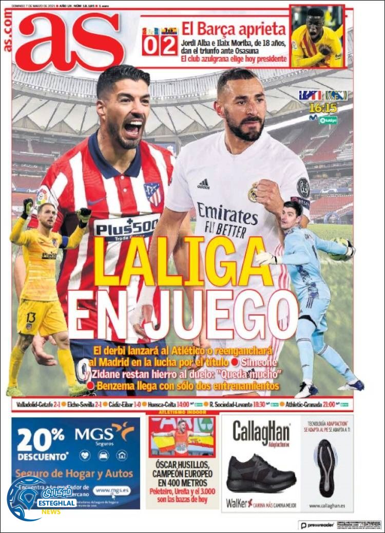 روزنامه ورزشی آاس یکشنبه 17 اسفند 1399