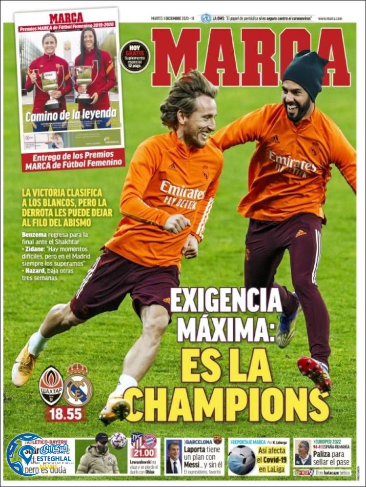 روزنامه ورزشی مارکا سه شنبه 11 آذر 1399