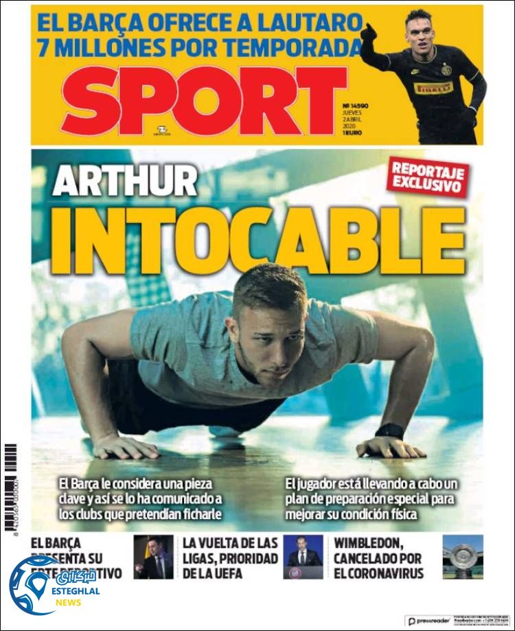 روزنامه ورزشی اسپورت پنجشنبه 14 فروردین 1399