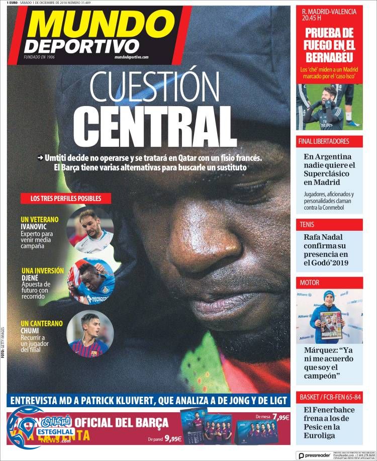 روزنامه ورزشی موندو دپورتیوو شنبه 10 آذر 1397