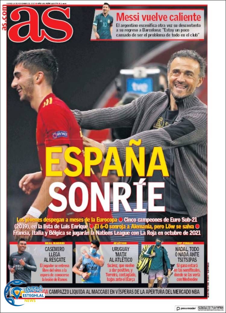 روزنامه ورزشی آاس پنجشنبه 29 آبان 1399