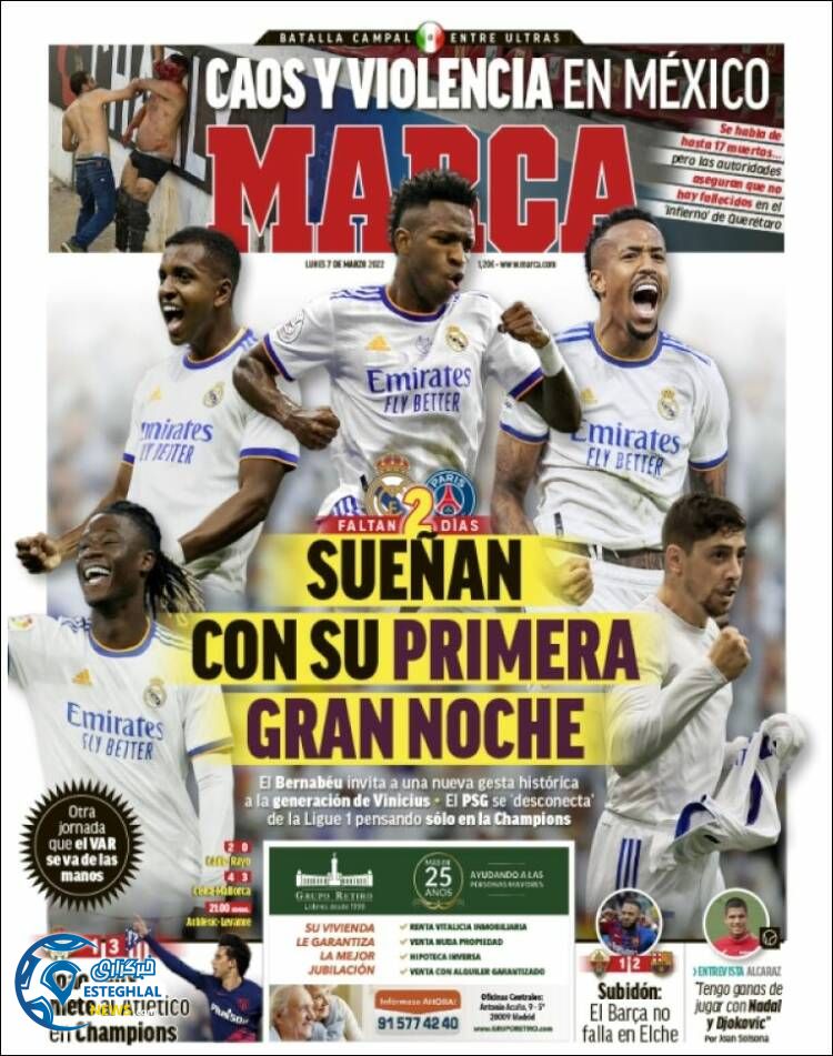 روزنامه ورزشی مارکا دوشنبه 16 اسفند 1400