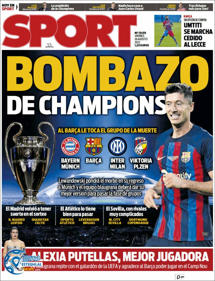 روزنامه ورزشی اسپورت جمعه 4 شهریور 1401