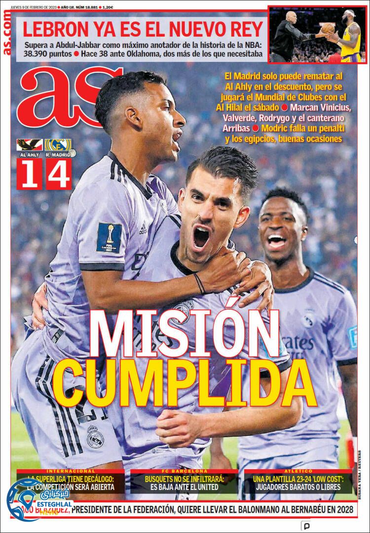 روزنامه ورزشی آ اس پنجشنبه 20 بهمن 1401 