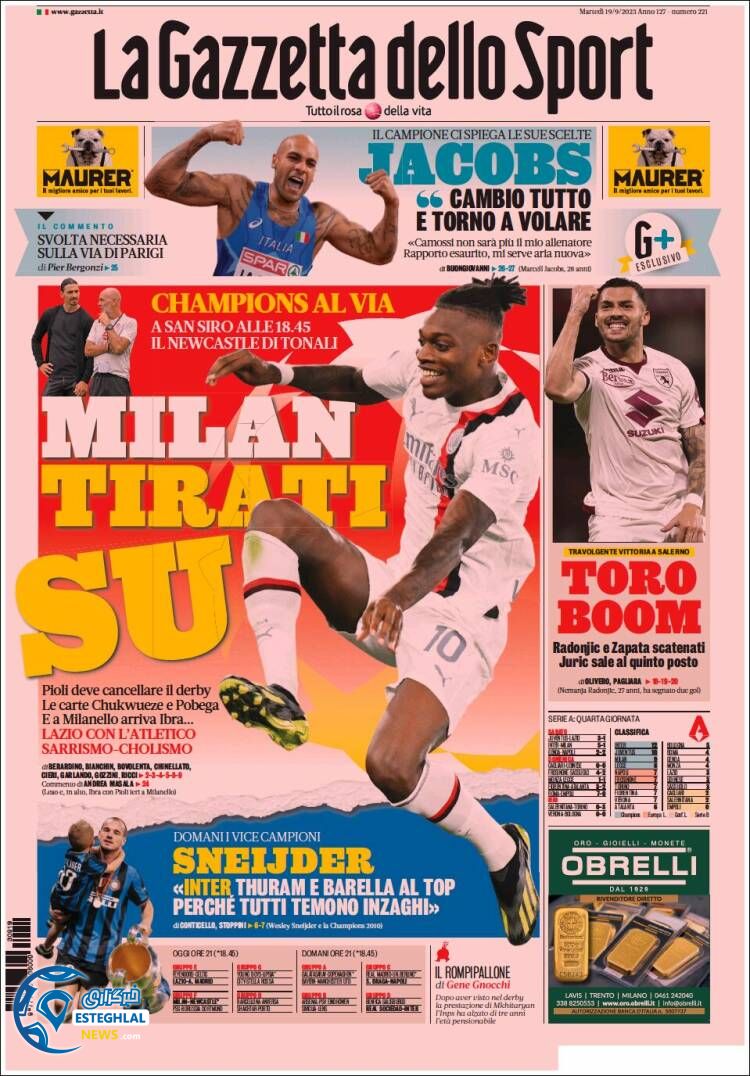 روزنامه ورزشی گاترتا دلو اسپورت سه شنبه 28 شهریور 1402 