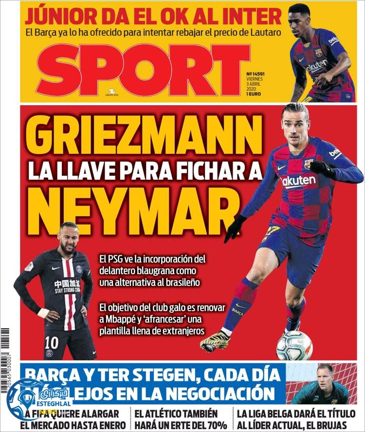 روزنامه ورزشی اسپورت جمعه 15 فروردین 1399