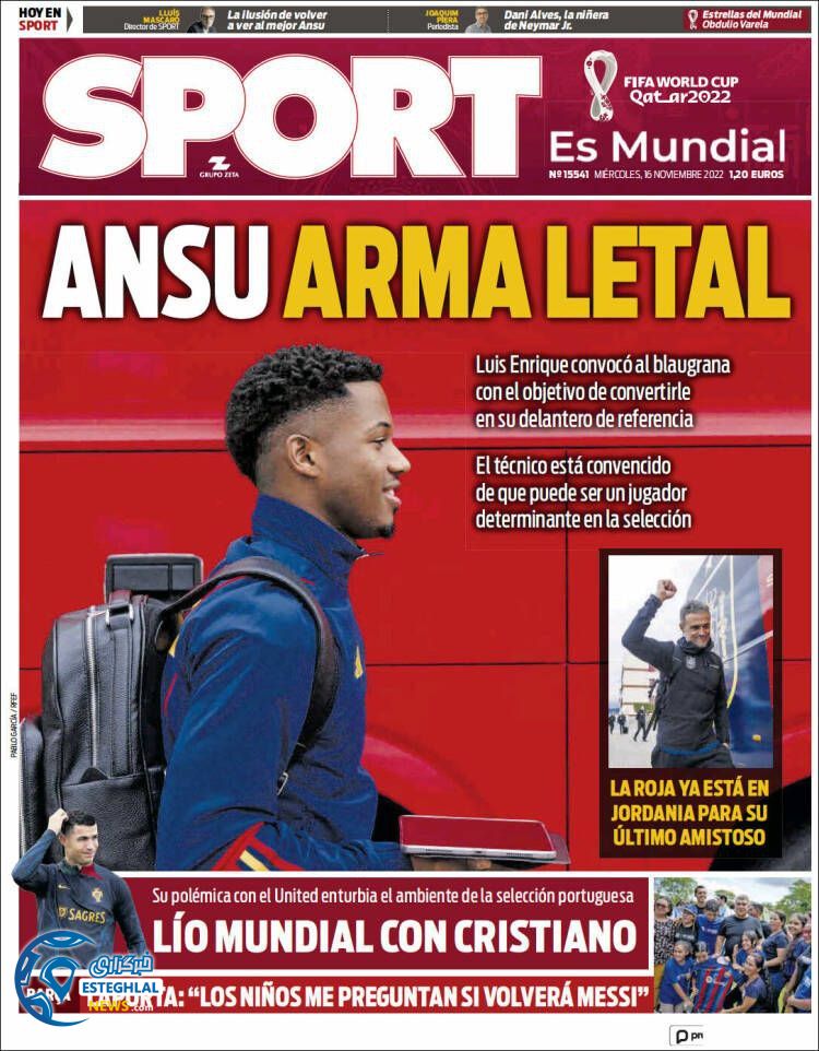 روزنامه ورزشی اسپورت چهارشنبه 25 آبان 1401 