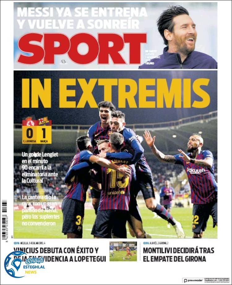 روزنامه ورزشی اسپورت پنجشنبه 10 آبان 1397