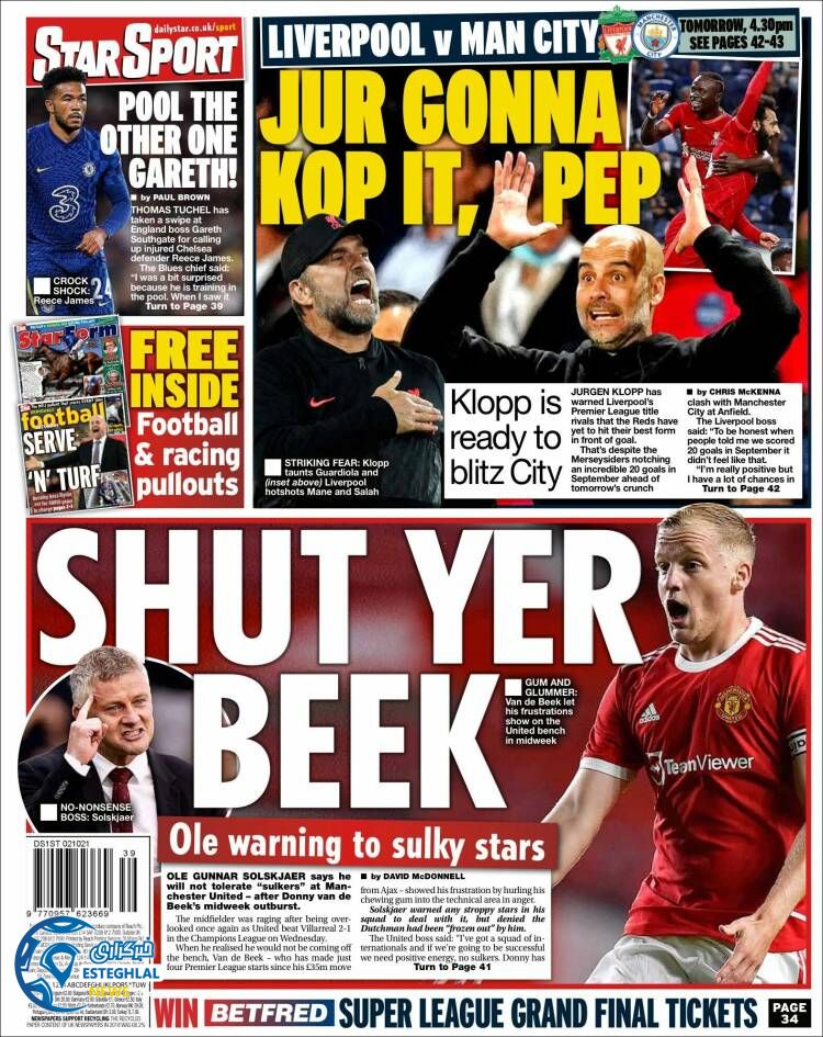 روزنامه ورزشی استار اسپورت شنبه 10 مهر 1400