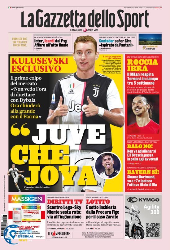 روزنامه ورزشی گاتزتا دلو اسپورت چهارشنبه 7 خرداد 1399