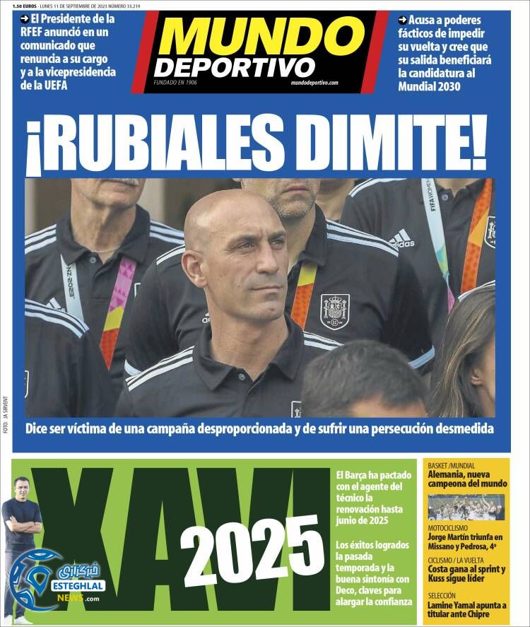 روزنامه ورزشی موندو دپورتیوو دوشنبه 20 شهریور 1402  