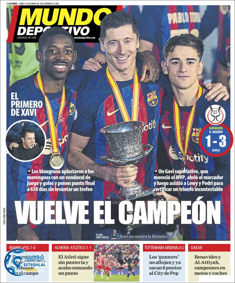 روزنامه ورزشی موندو دپورتیوو دوشنبه 26 دی 1401 