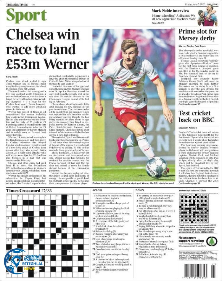 روزنامه ورزشی تایمر اسپورت جمعه 16 خرداد 1399