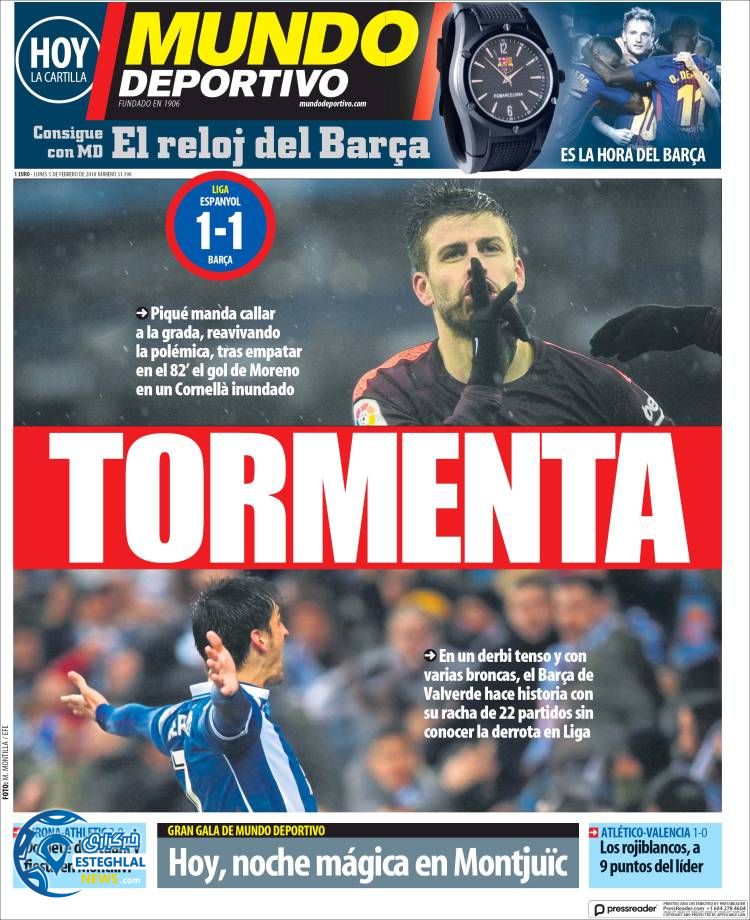 روزنامه ورزشی موندو دپورتیوو دوشنبه 16 بهمن 1396