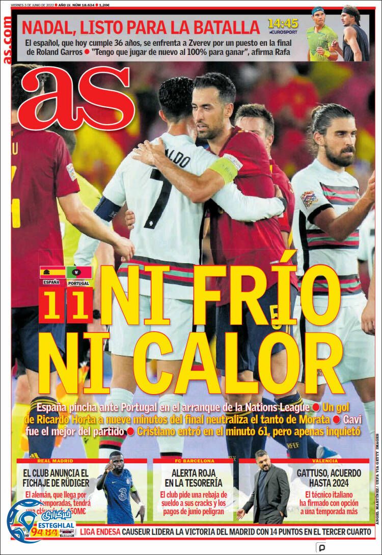 روزنامه ورزشی آ اس جمعه 13 خرداد 1401 