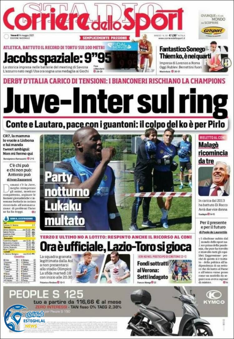 روزنامه ورزشی کوریره دلو اسپورت جمعه 24 اردیبهشت 1400