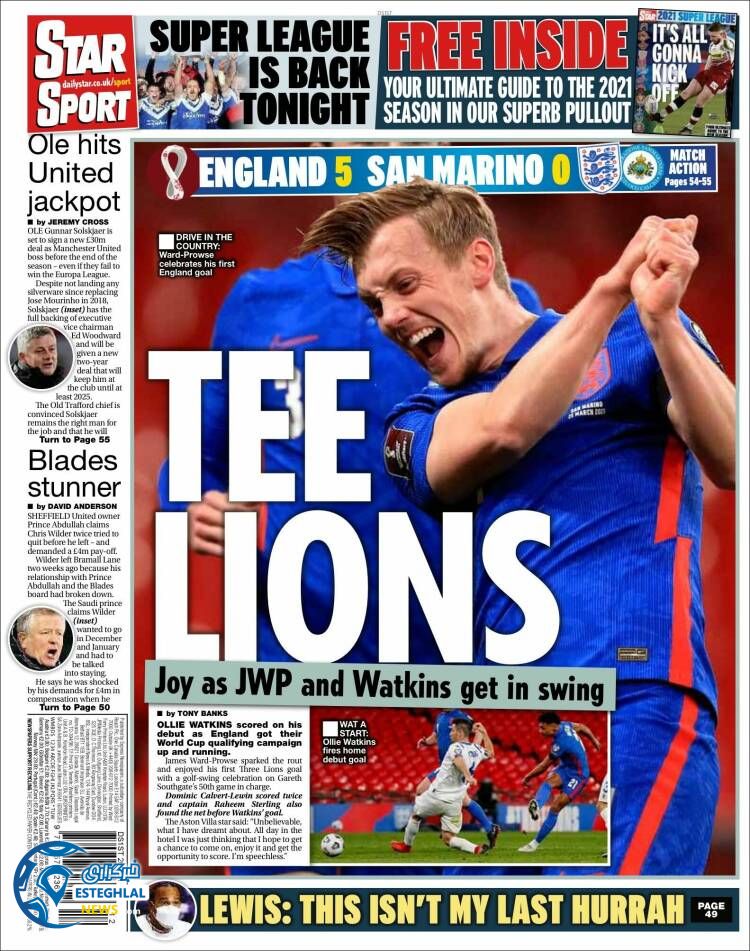 روزنامه ورزشی استار اسپورت جمعه 6 فروردین 1400