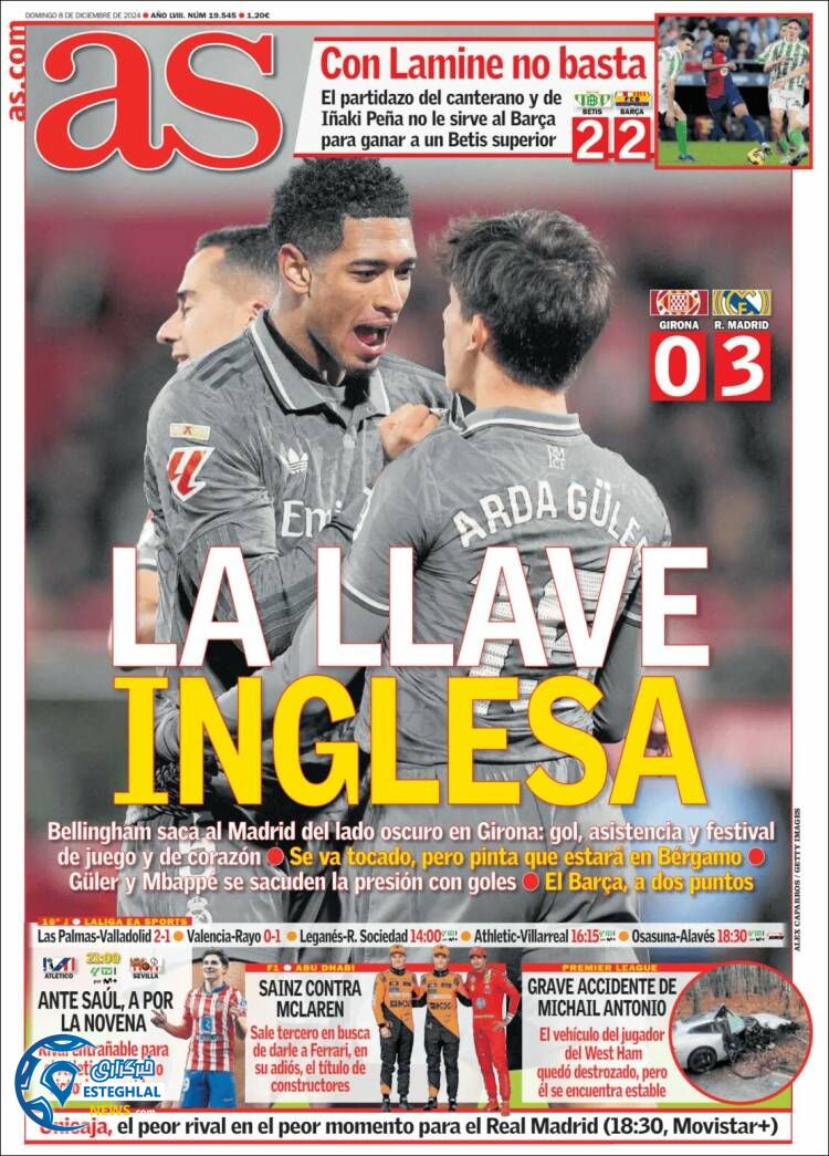 روزنامه ورزشی آ اس یکشنبه 18 آذر 1403 