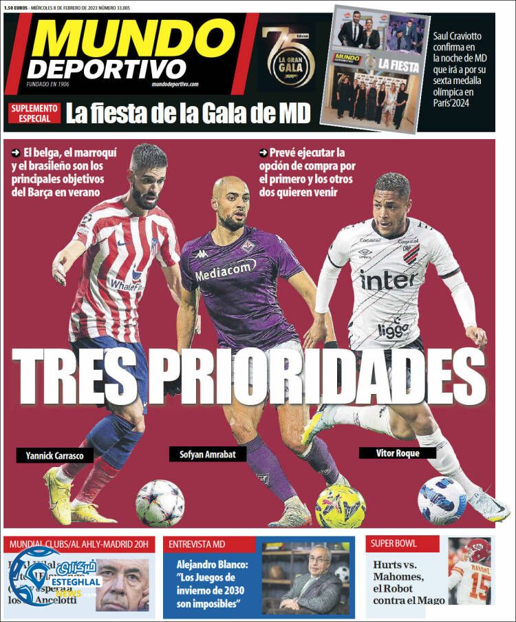روزنامه ورزشی موندو دپورتیوو چهارشنبه 19 بهمن 1401  