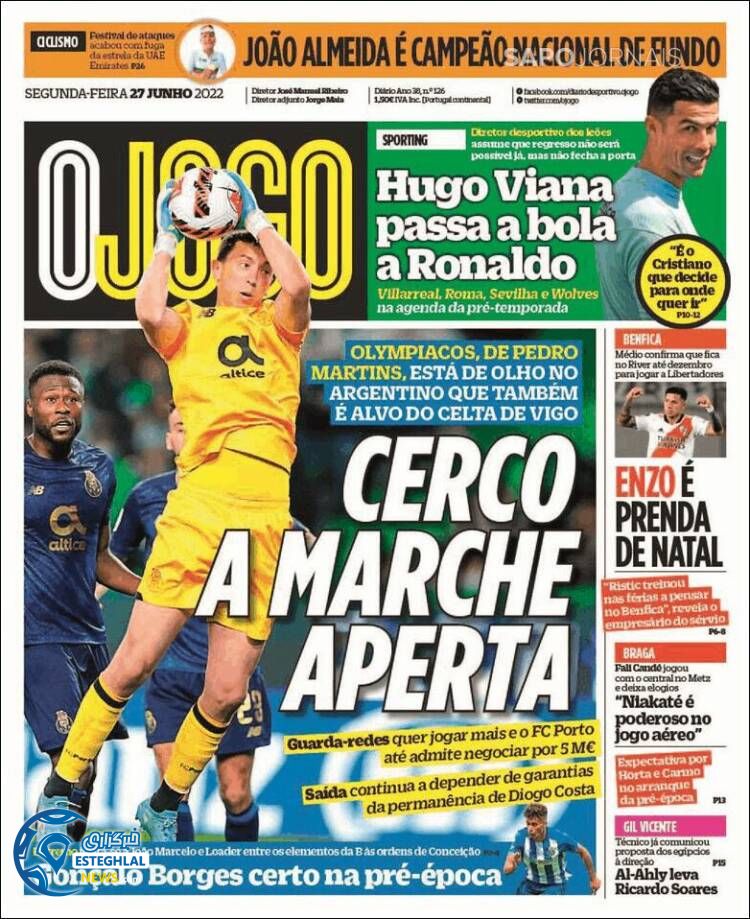 روزنامه ورزشی اوجوگو دوشنبه 6 تیر 1401