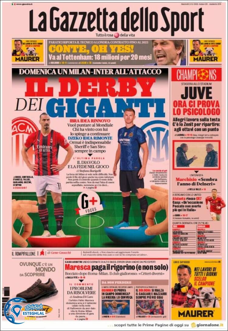 روزنامه ورزشی گاتزتا دلو اسپورت سه شنبه 11 آبان 1400