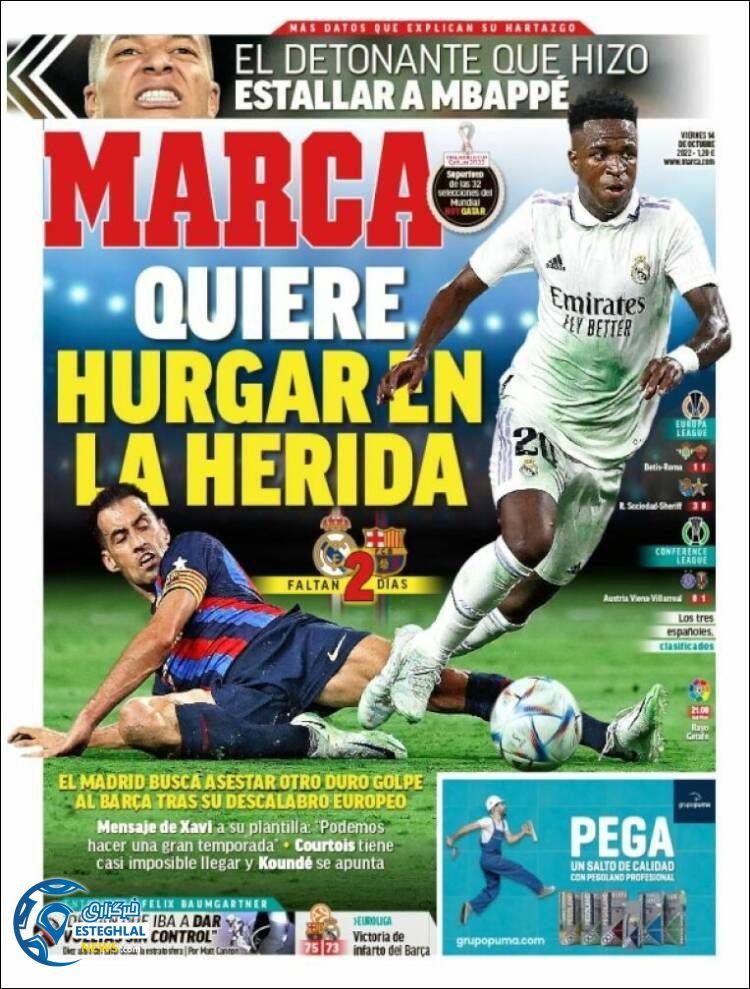 روزنامه ورزشی مارکا جمعه 22 مهر 1401 