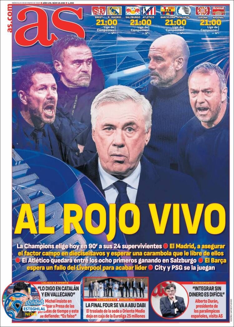 روزنامه  ورزشی آ اس چهارشنبه 10 بهمن 1403  