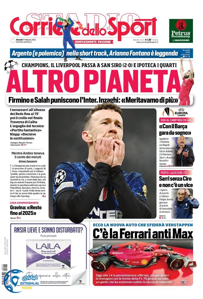 روزنامه ورزشی کوریره دلو اسپورت پنجشنبه 28 بهمن 1400