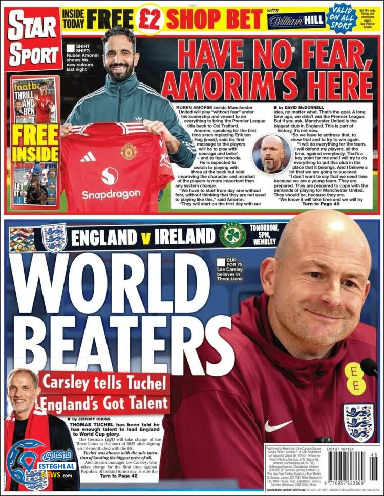 روزنامه ورزشی استار اسپورت شنبه 26 آبان 1403 