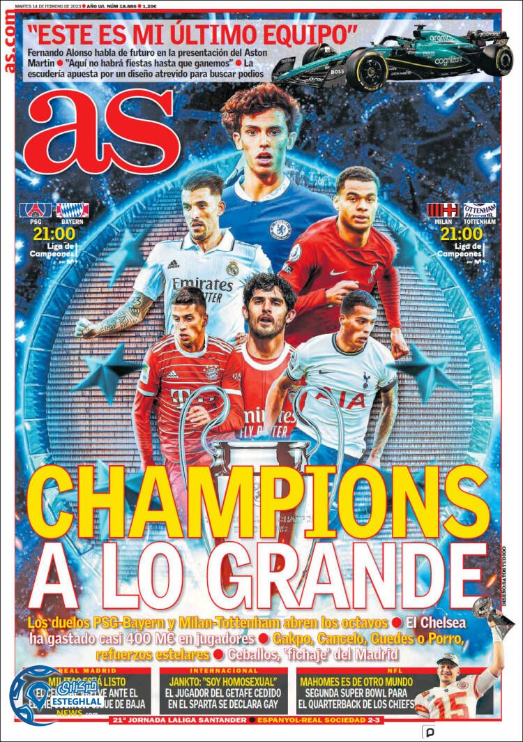 روزنامه  ورزشی آ اس سه شنبه 25 بهمن 1401 