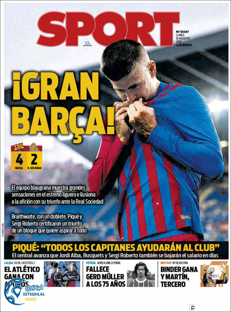 روزنامه ورزشی اسپورت دوشنبه 25 مرداد 1400