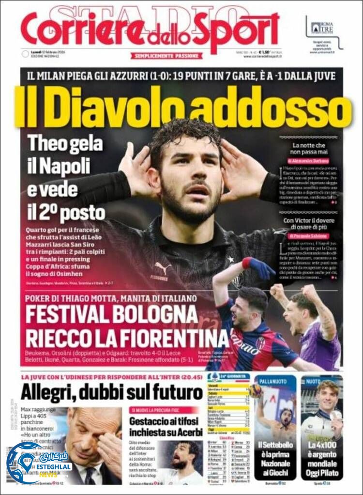 روزنامه ورزشی کوریره دلو اسپورت دوشنبه 23 بهمن 1402  