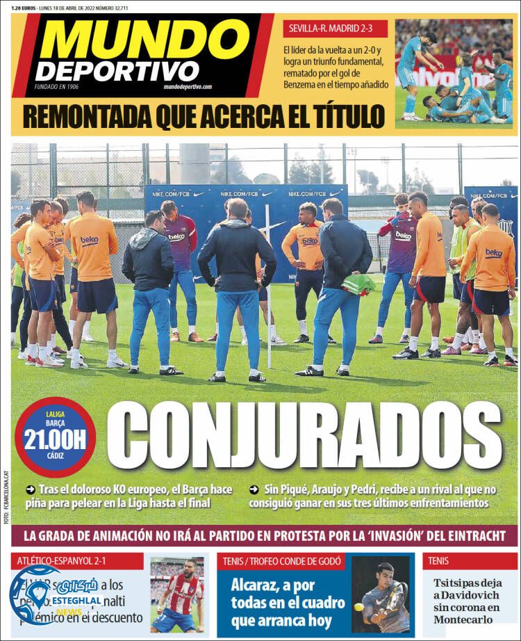 روزنامه ورزشی موندو دپورتیوو دوشنبه 29 فروردین 1401